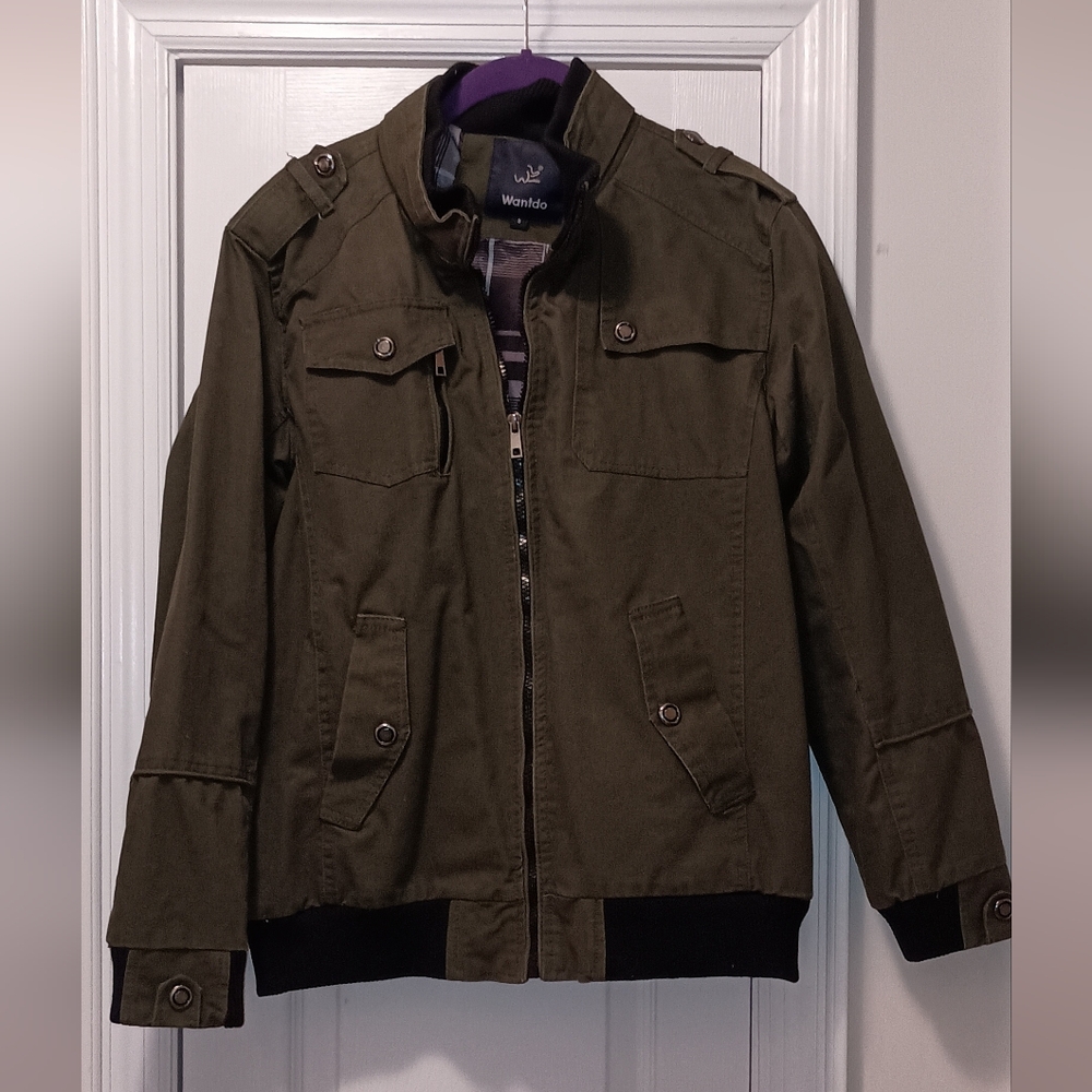 Wantdo Green Black Cotton Utility Jacket Women's Small